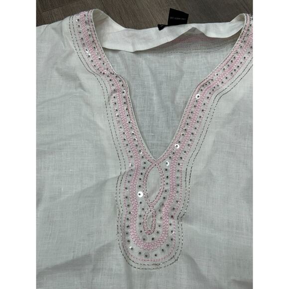Grace Elements Womens White Linen Embroidered Trim Boho Blouse Top Plus Size 3X - Picture 3 of 8